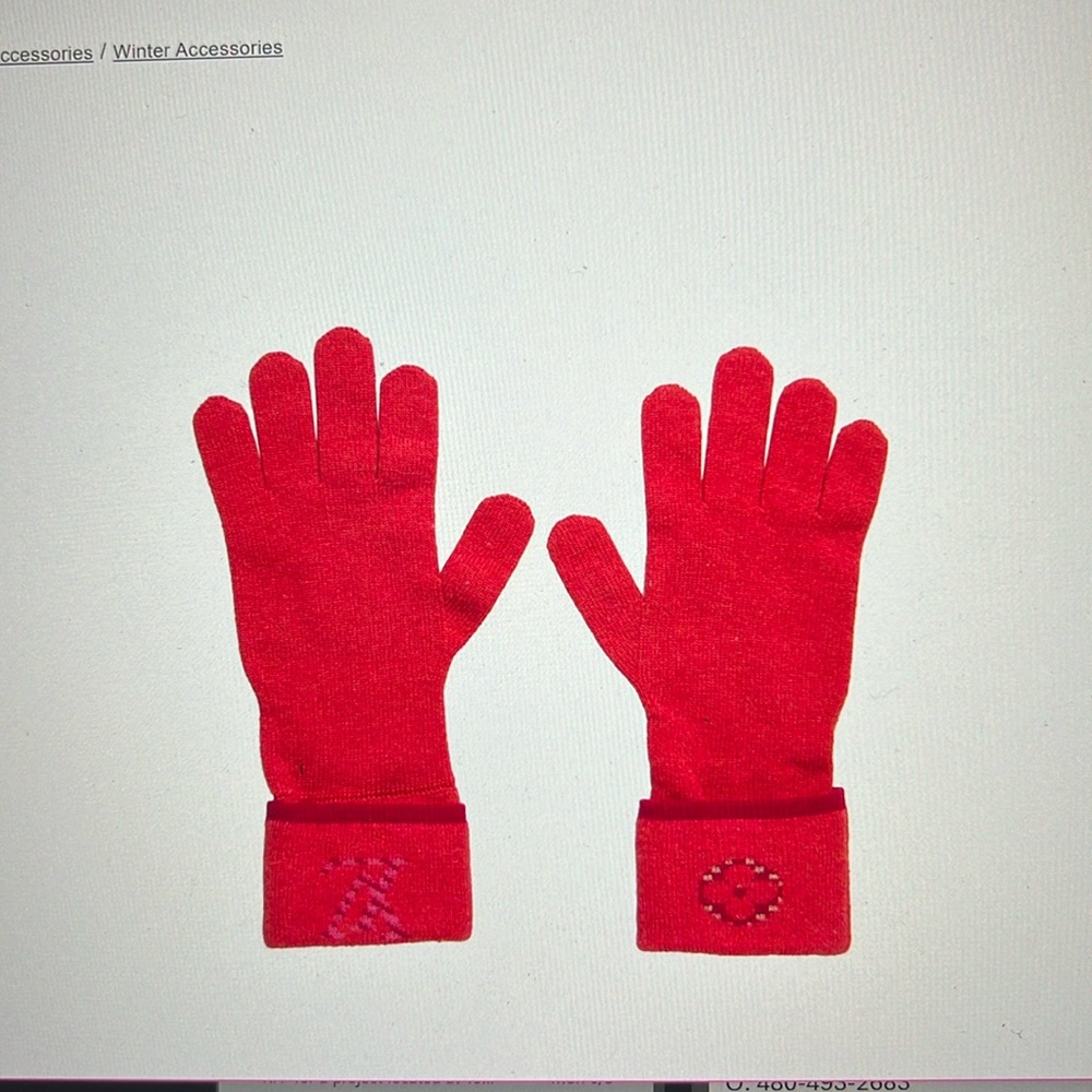 Louis Vuitton Wool Monogram Pop Gloves Red